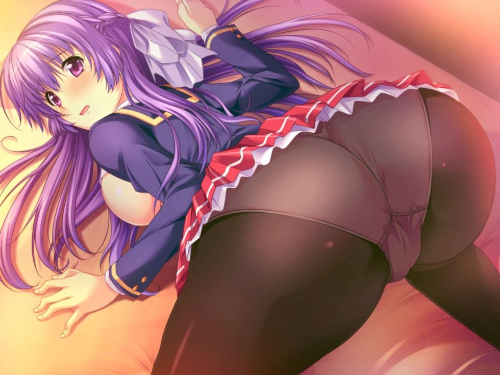 Anime girls in pantyhose without panties
