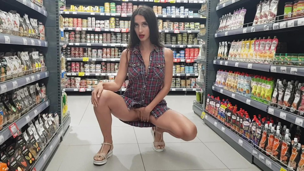 Without panties in a shoe store