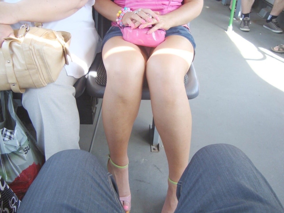 Girls without panties in transport