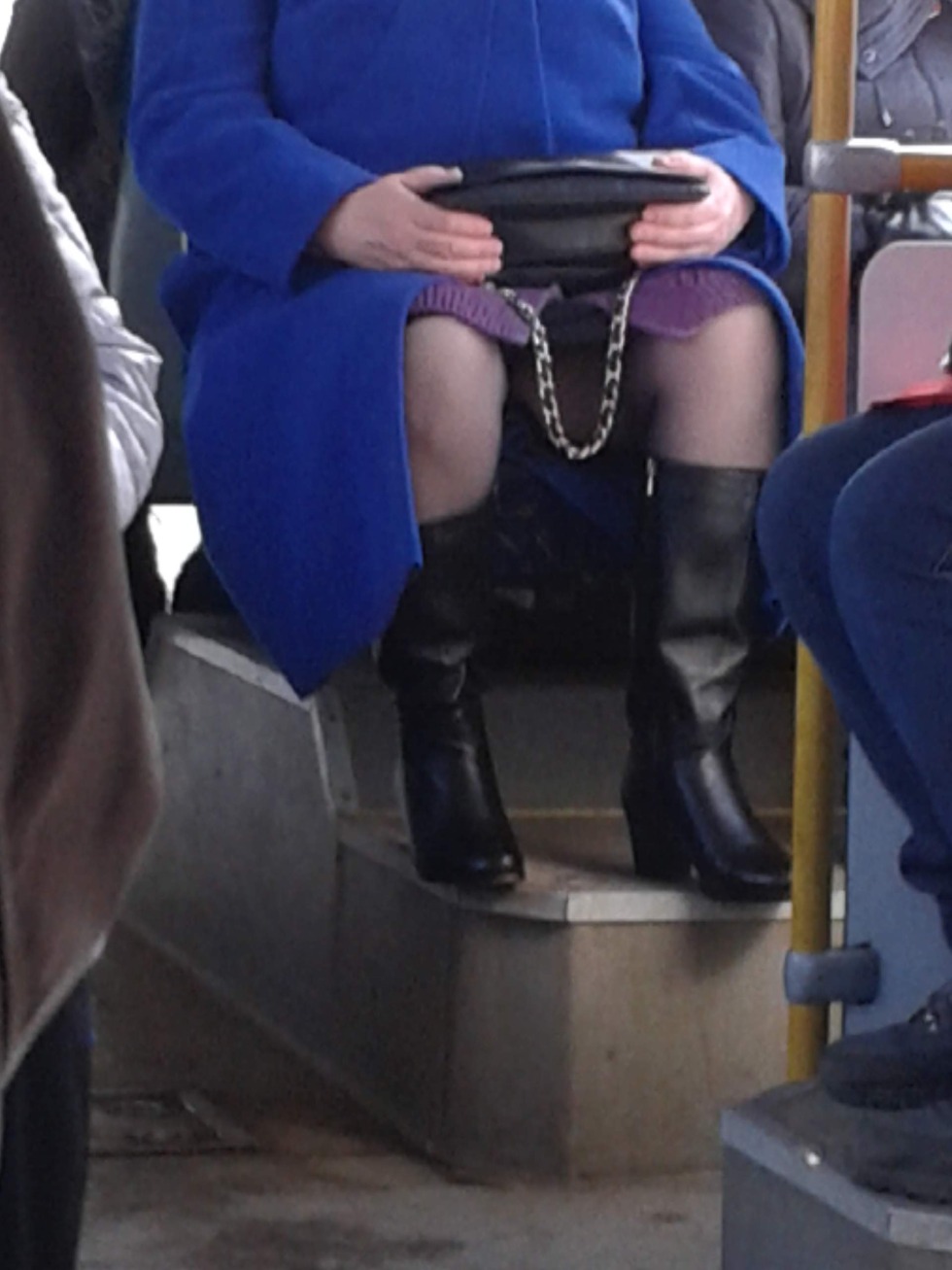 Under a skirt in public transport