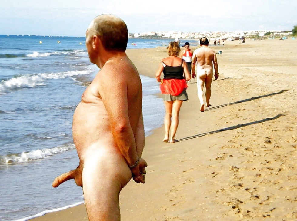 Naked old men on the beach