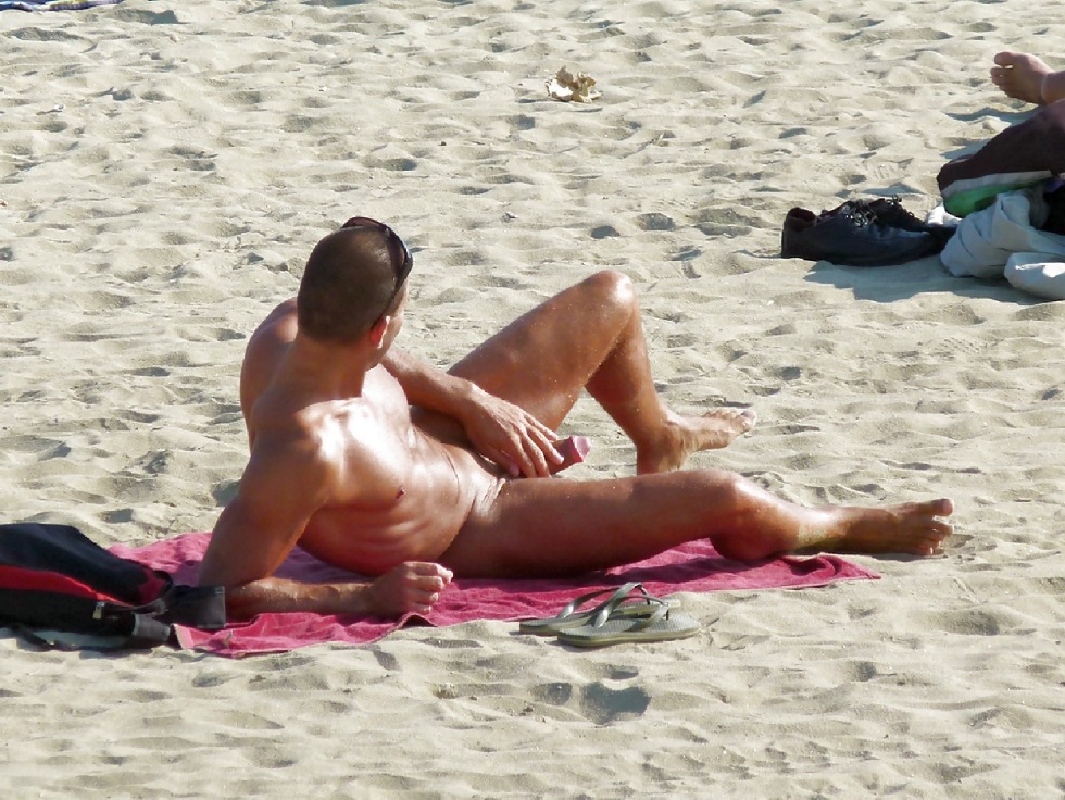 Guys on a nudist beach