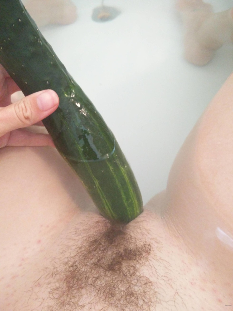 Girl ends at home from cucumber