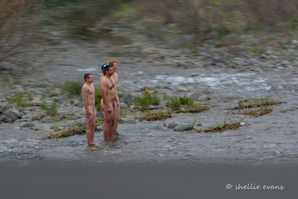 Bathing men naked