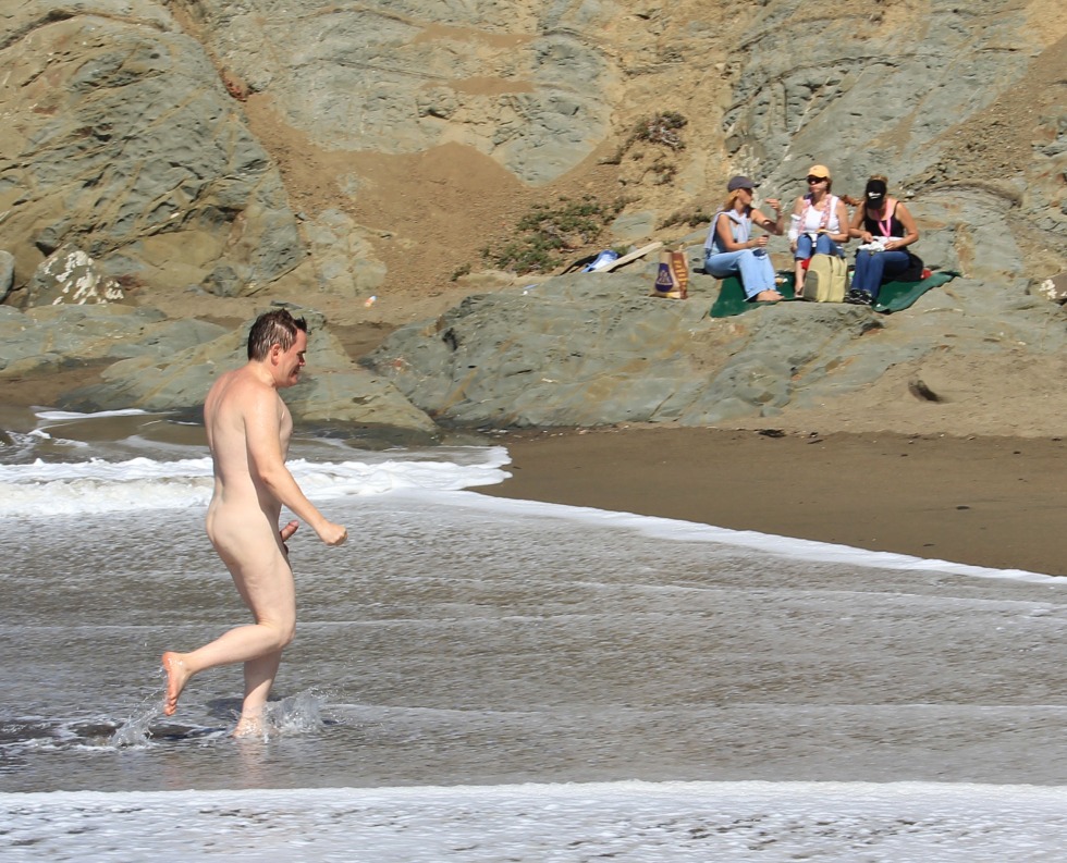 Naked men on a common beach