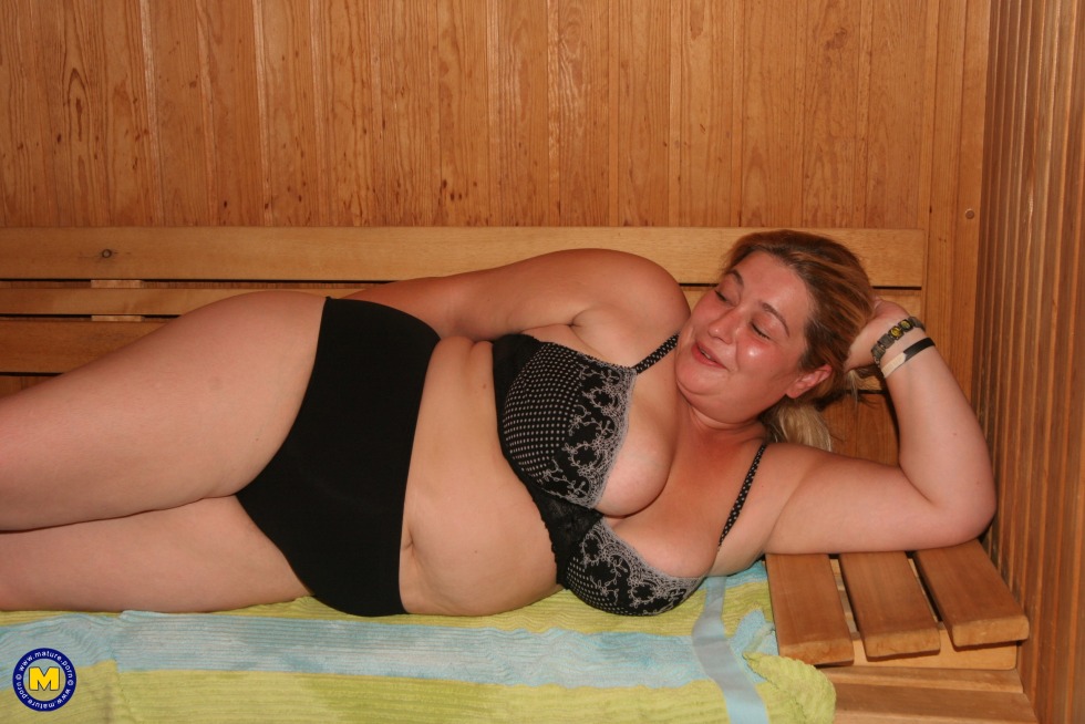 Full women in the sauna