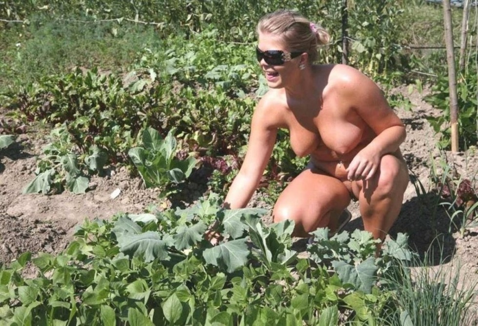 Naked women in the country in the garden