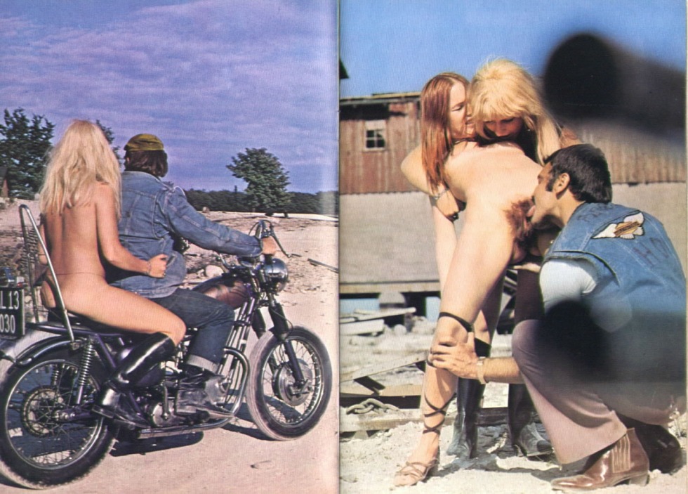Retro naked on a motorcycle