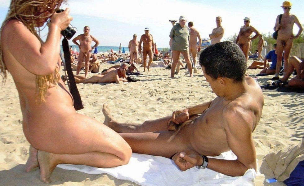 Guys on a nudist beach
