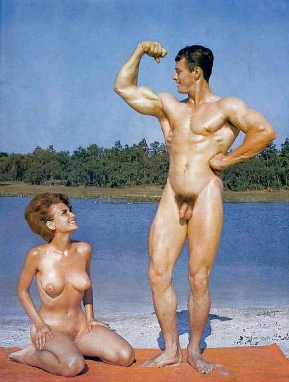 Naked guys on the beach retro