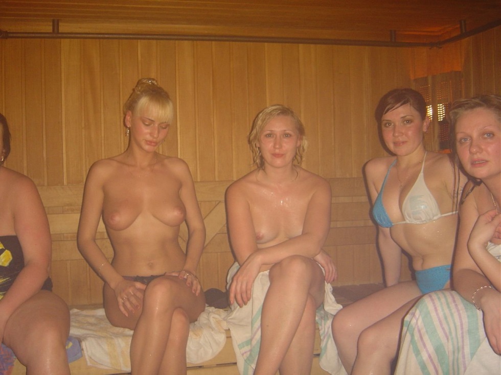 Girls rest in the sauna