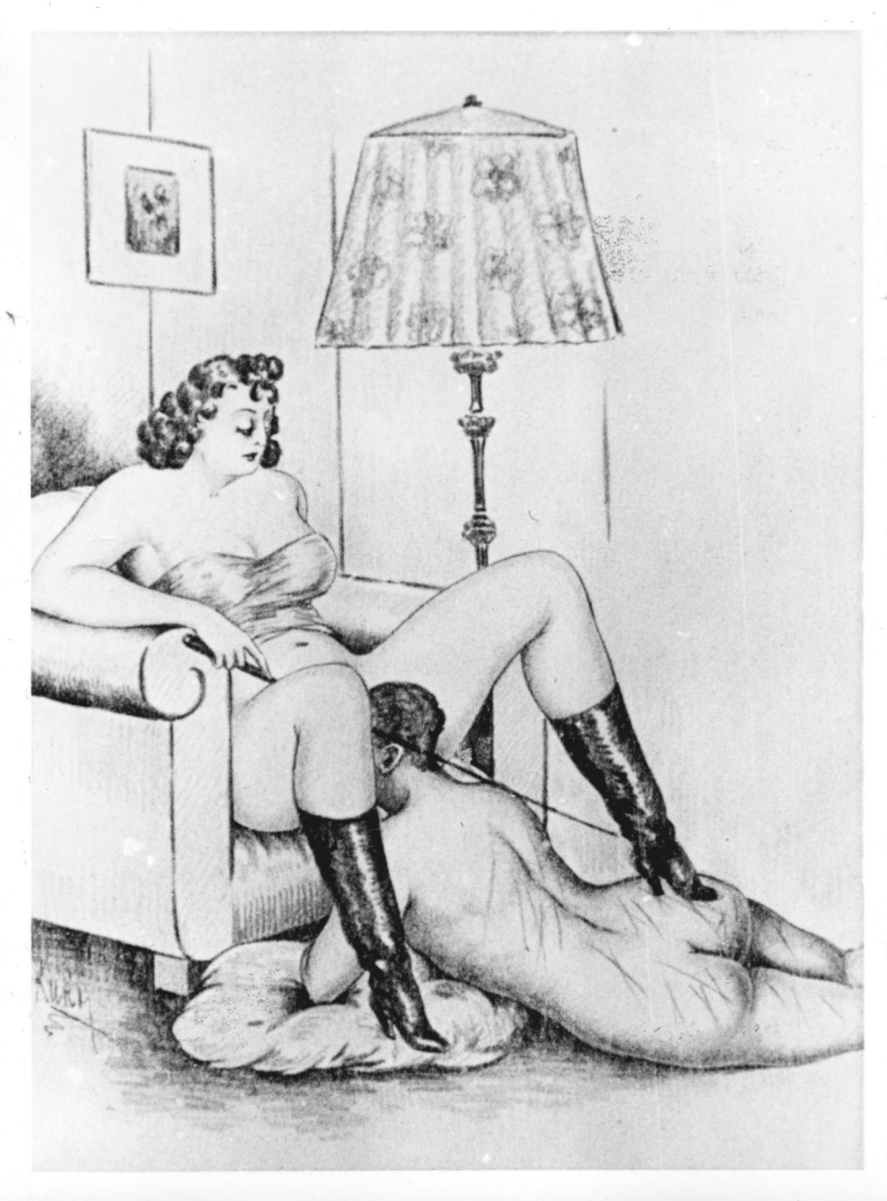 Female dominance pissing drawing