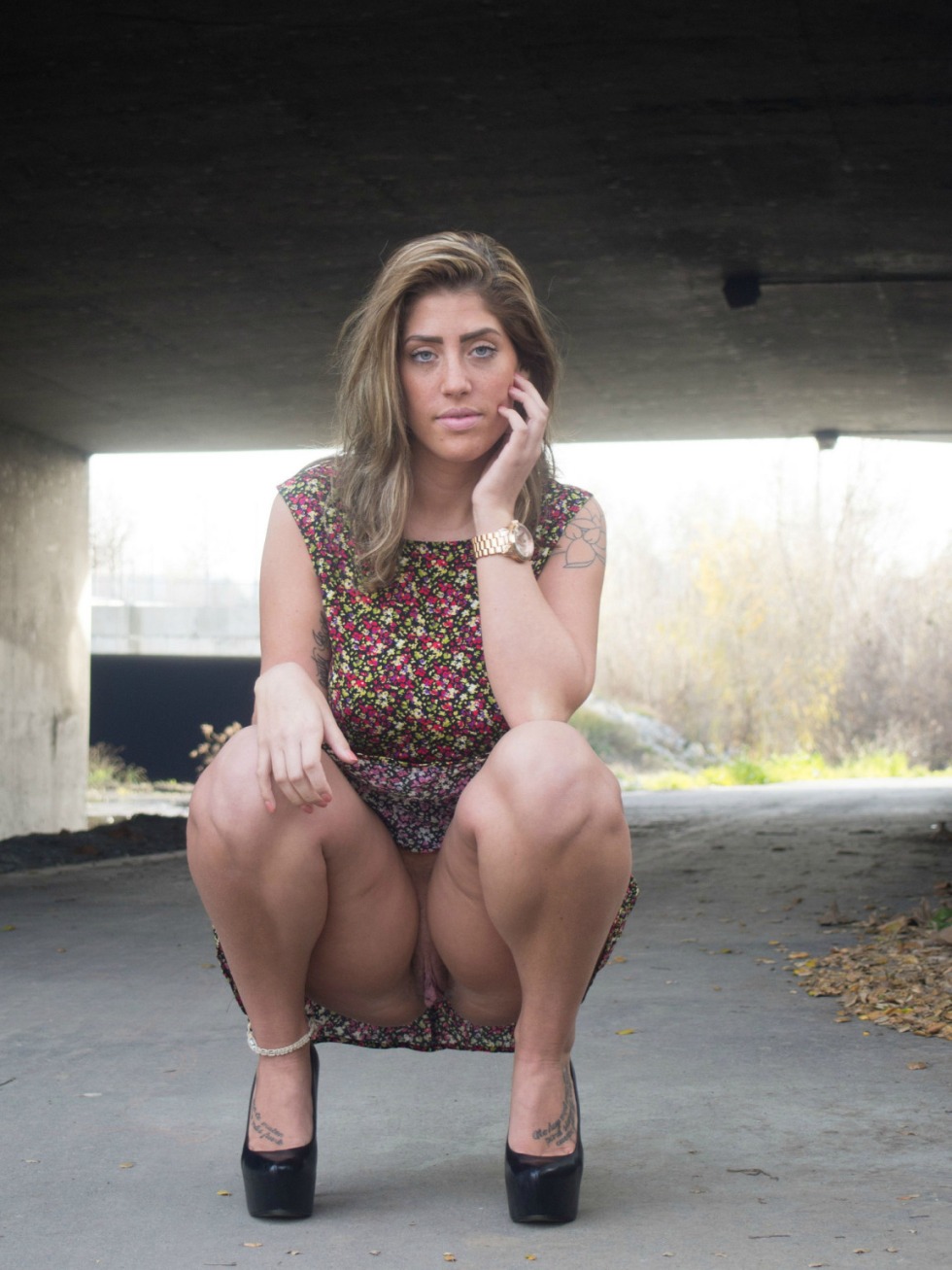 I sat down in a dress without panties