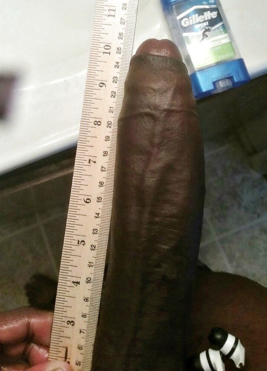 Huge cock with a ruler