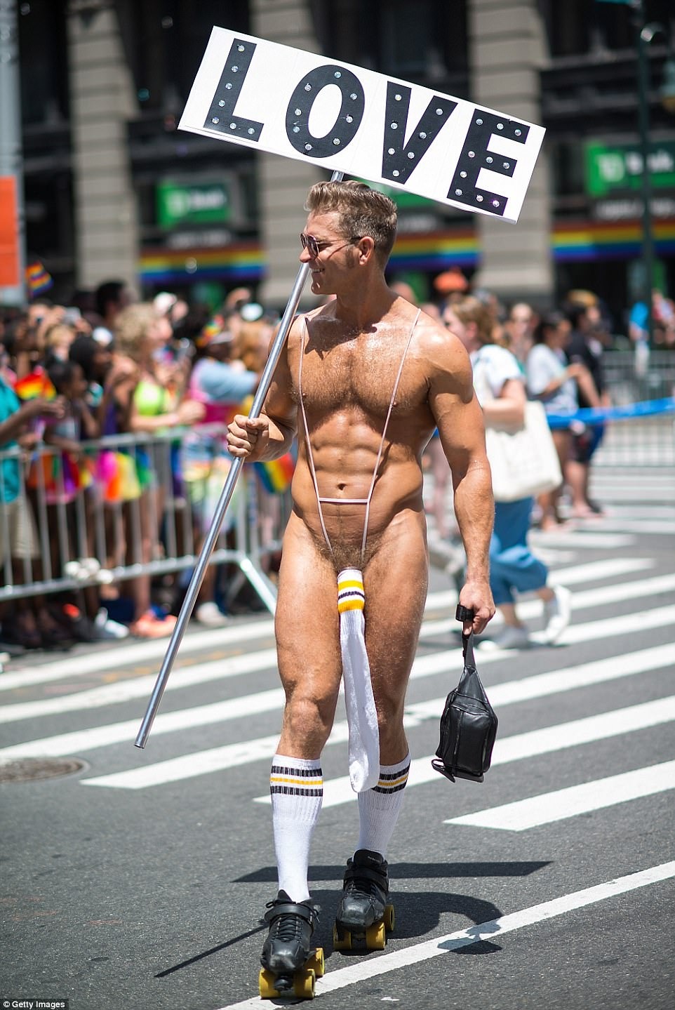 Naked guys on LGBT parade