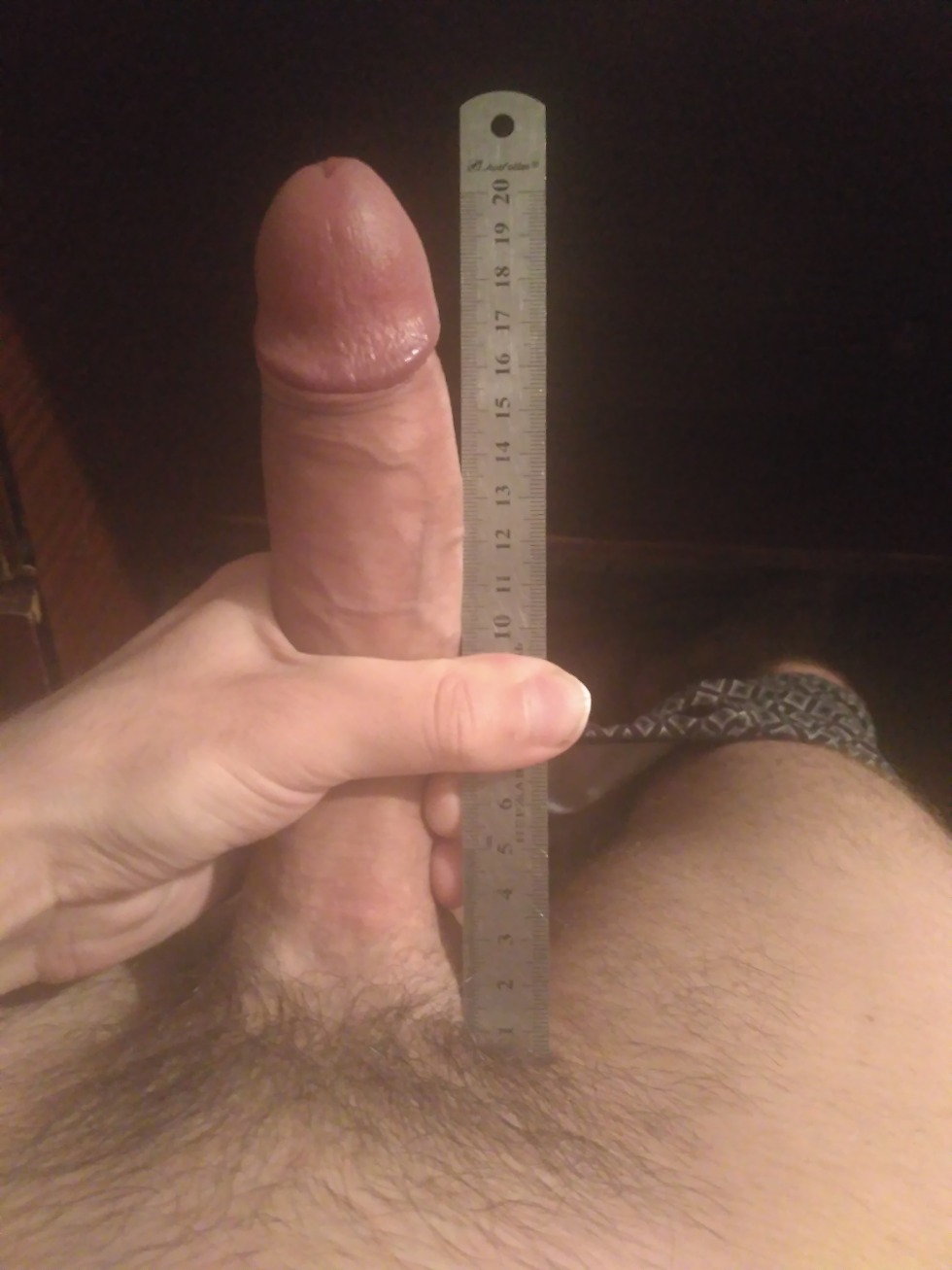 Male dick with a ruler 12 cm