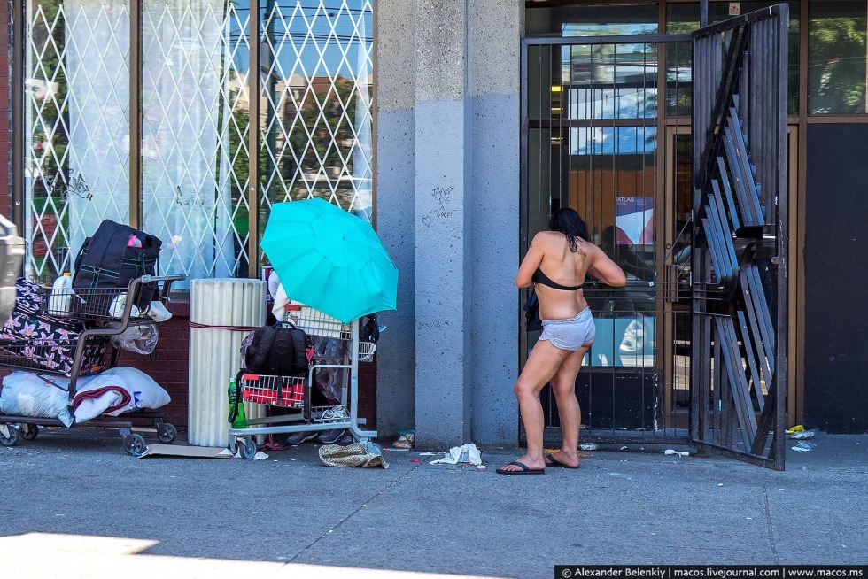 Naked homeless people on the street