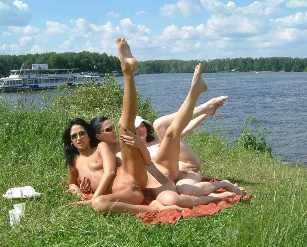 Naked girls relax in nature