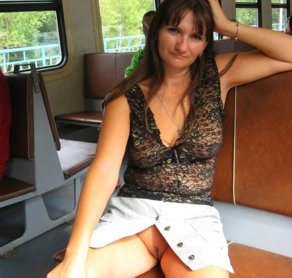 Women without panties in transport