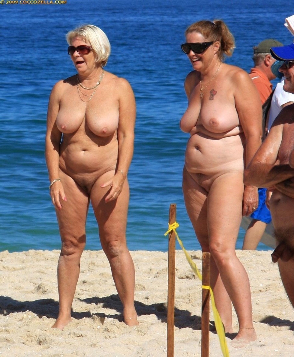 Naked old women on the beach