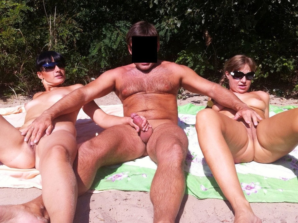 Russian gangbang on the beach