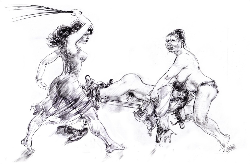Spanking naked women drawings
