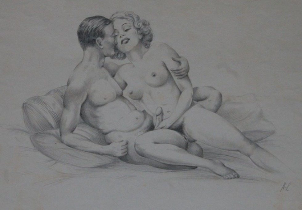 Erotic drawings man and woman