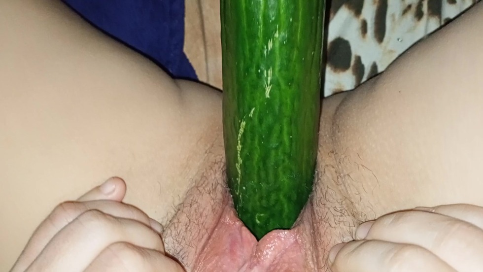 A lot of cucumbers in the vagina