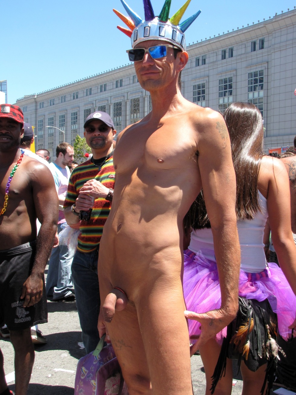 Naked guys on LGBT parade
