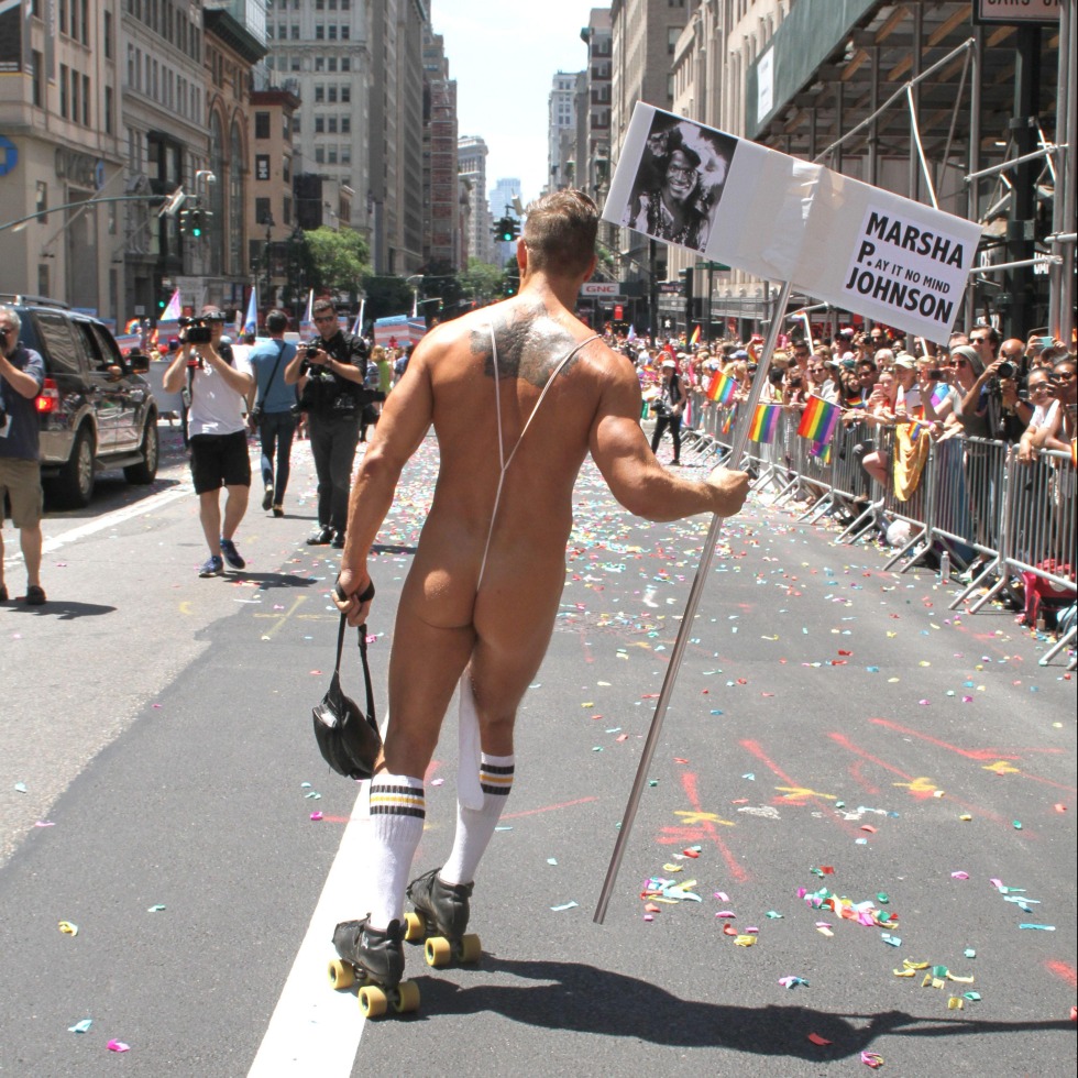 Parade of naked men and women