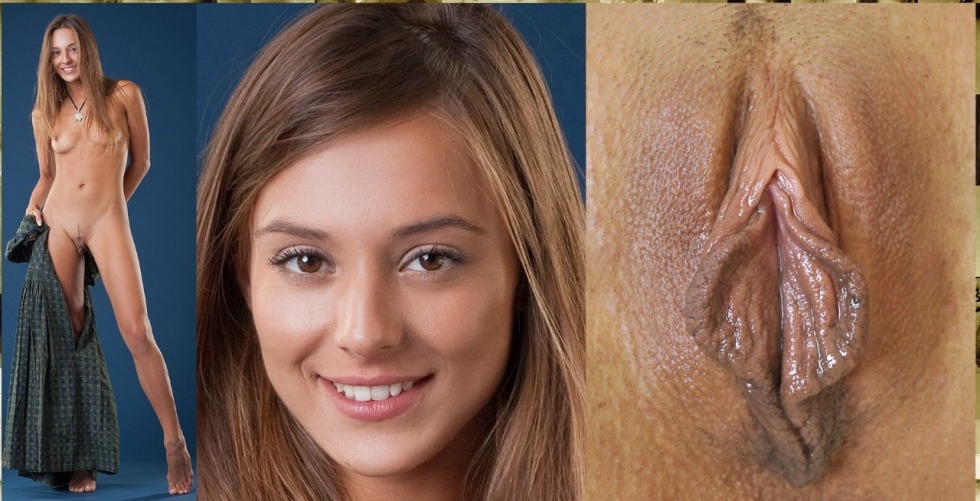 The face of the girl and her vagina