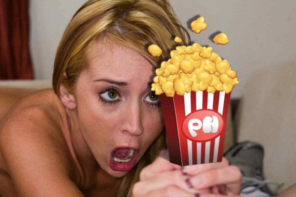 Naked in movies with popcorn