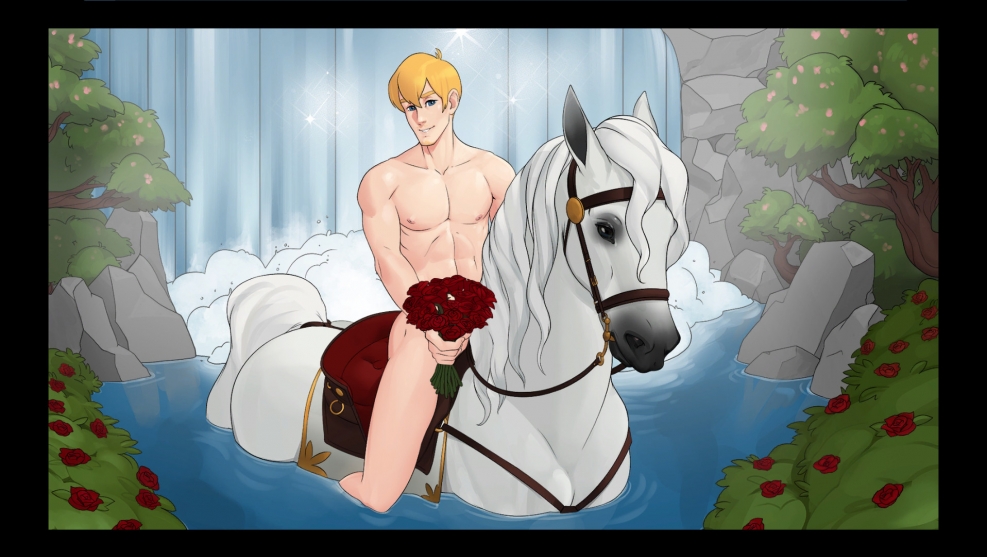 Naked prince on a white horse