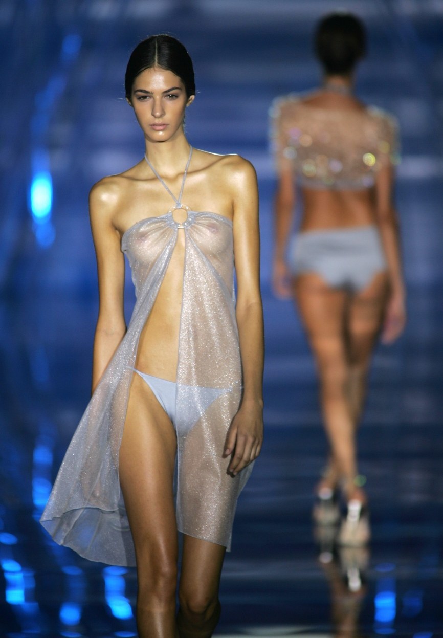 Showing transparent clothes naked