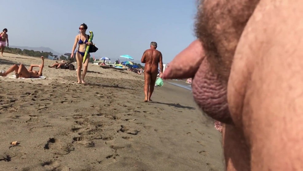 Naked women on the beach blowjob
