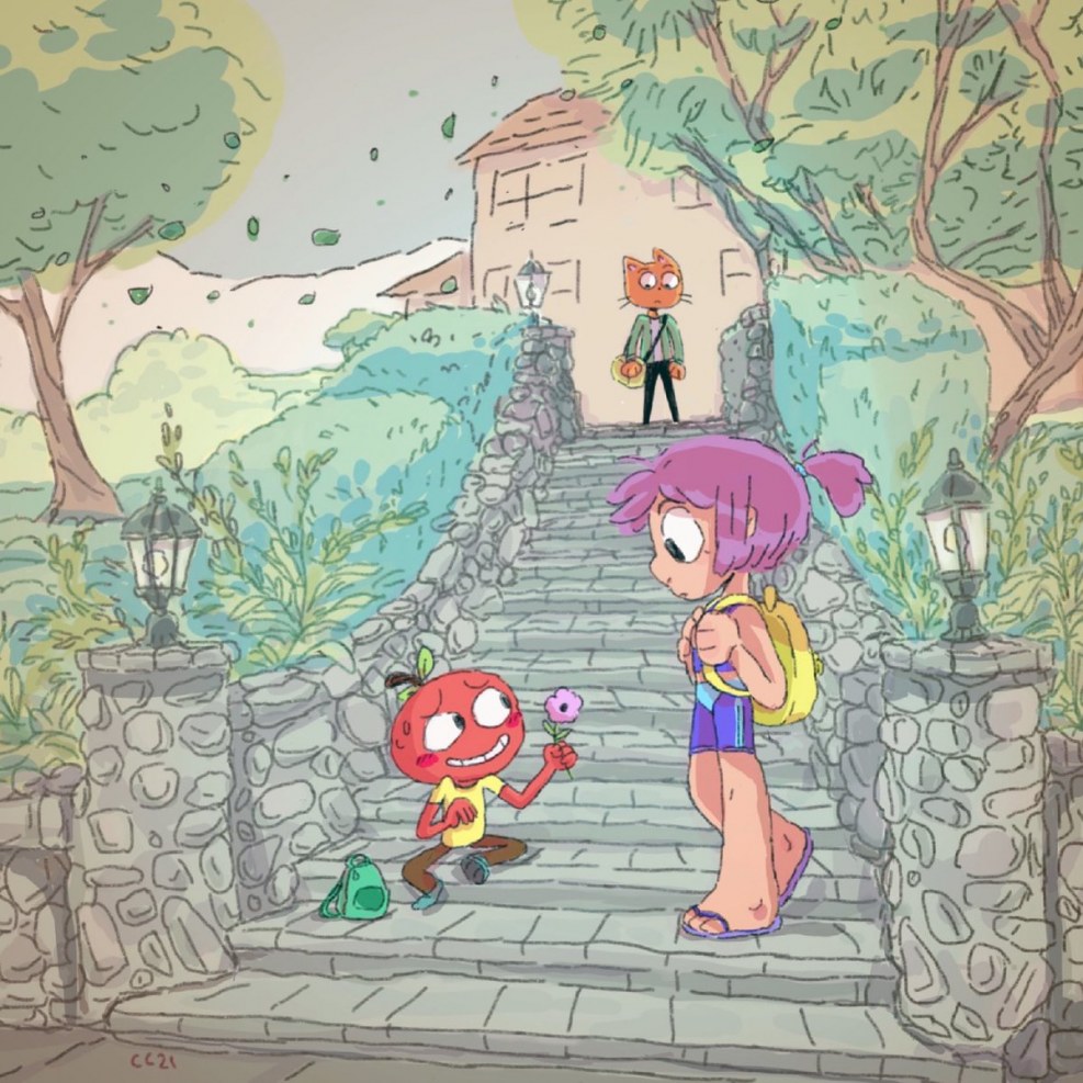 Banana tea Curtis in a hexagon