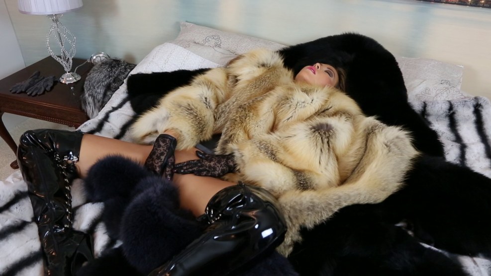 Erotic in fur coat