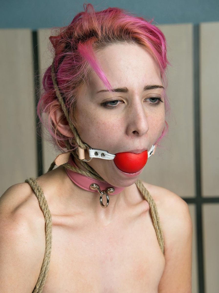 Mature blonde with a gag