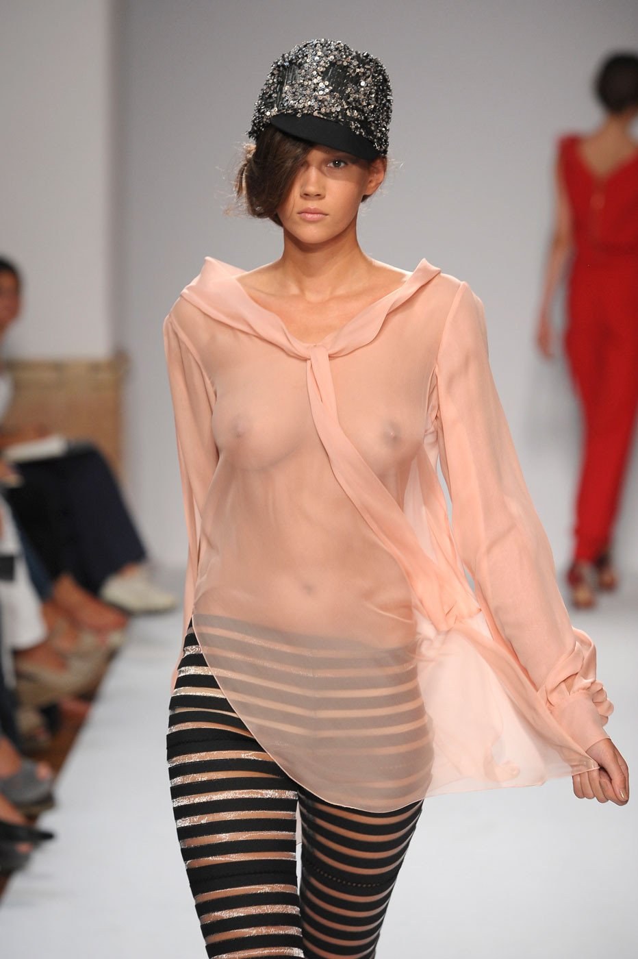 Models showing podium naked