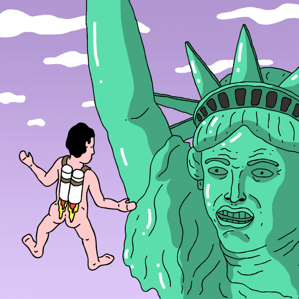 Naked statue of freedom