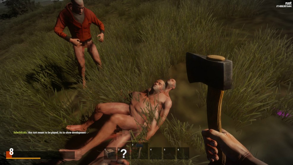 Naked character in growing