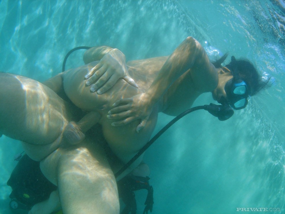 Naked women with scuba