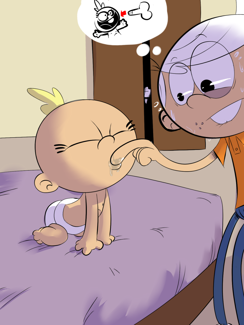 Naked Lincoln Loud and Bobby