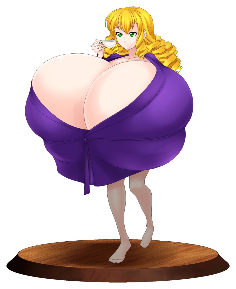 Tits grow in front of comic