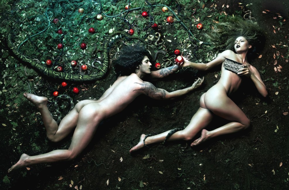 Beautiful naked Adam and Eve