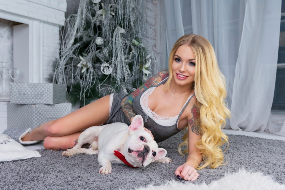 Girl in stockings in the chair