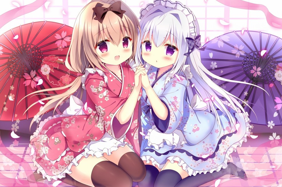 Young girls in thong