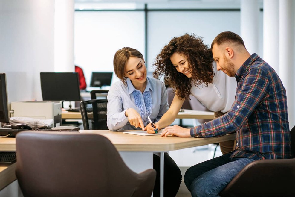 Manager sitting at the table