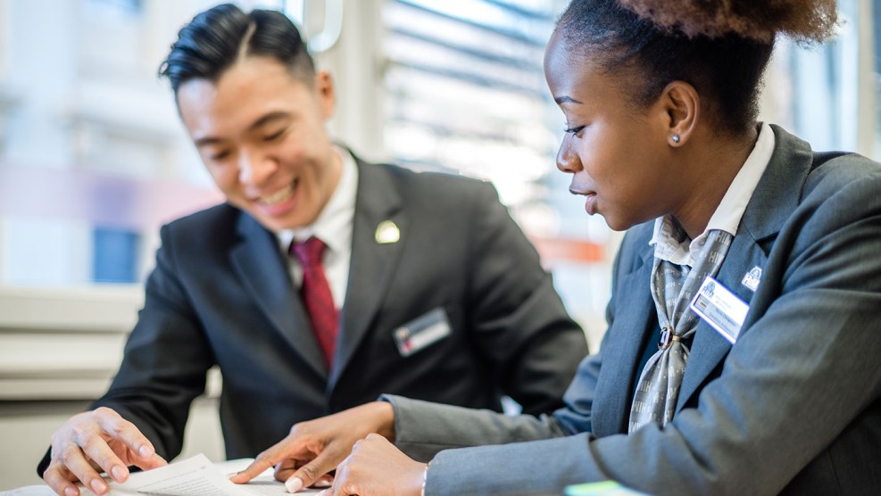 Stock Foto Business analyst funny