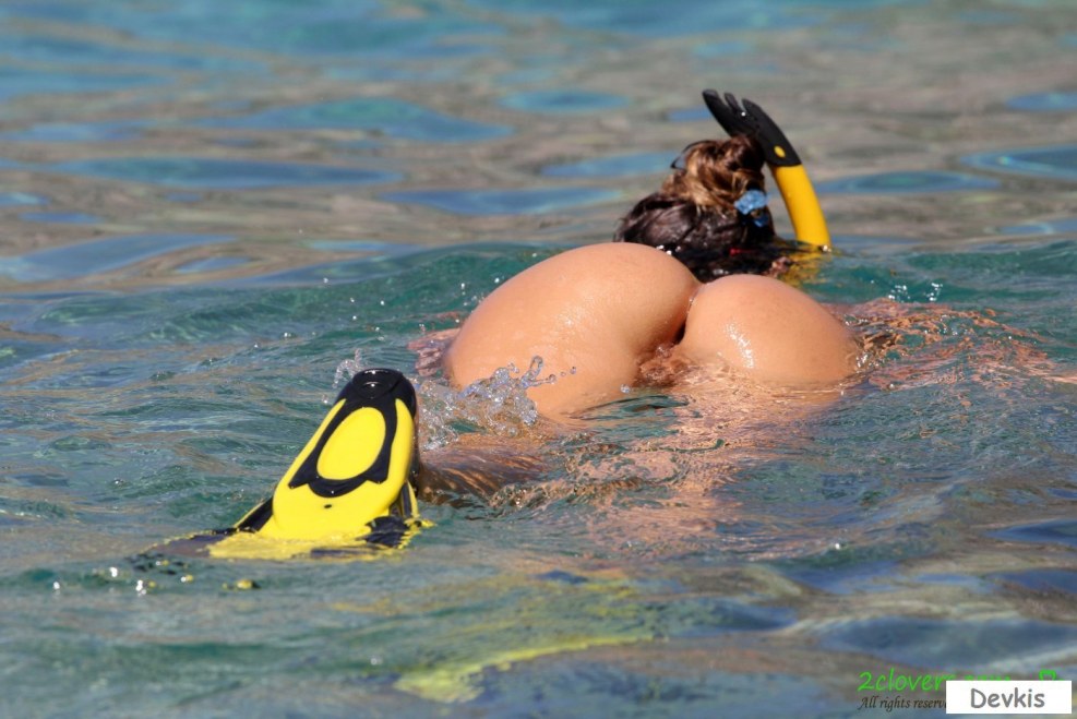 Naked woman with diving